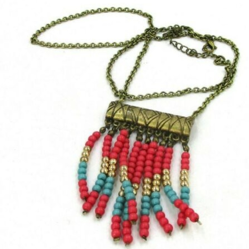 Boho Fringe Pendant Antique Bronze NWT-